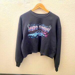 Hollister California Auto Show Gray Crop Sweatshirt - Large